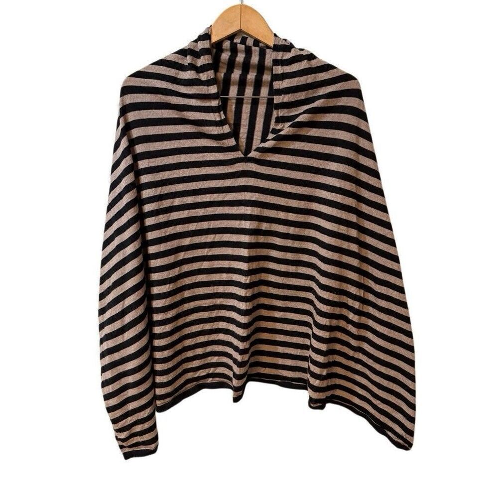 Eileen Fisher Shawl Pullover Stripes w Italian Yarn One Size